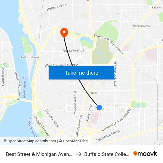 Best Street & Michigan Avenue to Buffalo State College map