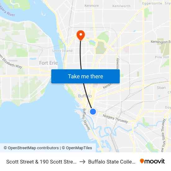 Scott Street & 190 Scott Street to Buffalo State College map