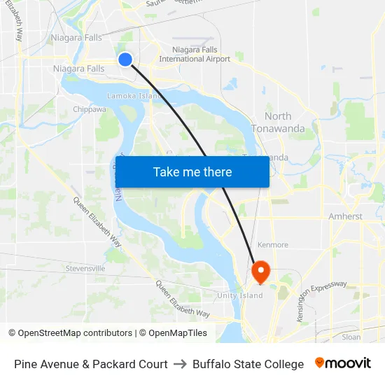 Pine Avenue & Packard Court to Buffalo State College map