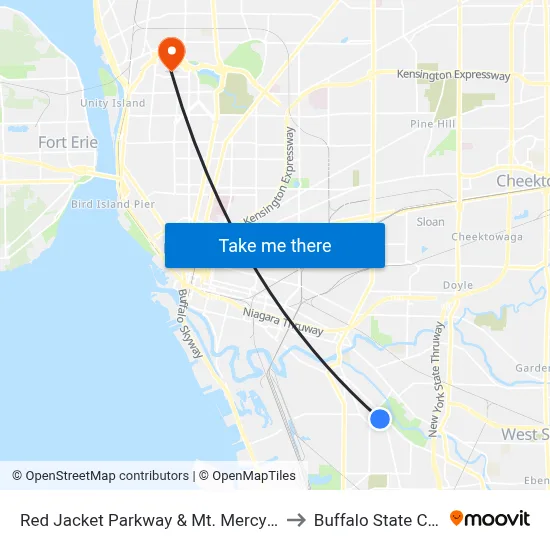 Red Jacket Parkway & Mt. Mercy Academy to Buffalo State College map