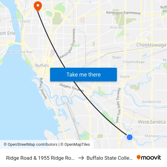 Ridge Road & 1955 Ridge Road to Buffalo State College map