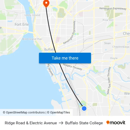 Ridge Road & Electric Avenue to Buffalo State College map