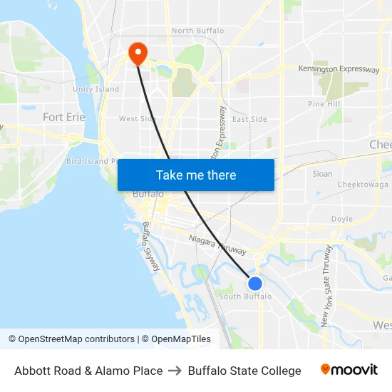 Abbott Road & Alamo Place to Buffalo State College map