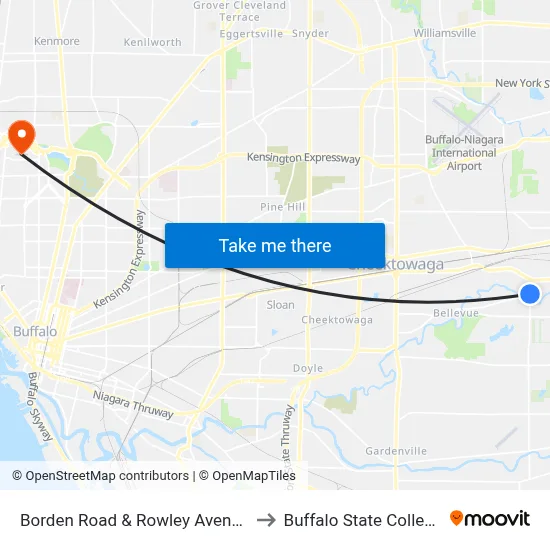 Borden Road & Rowley Avenue to Buffalo State College map
