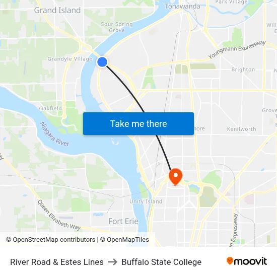 River Road & Estes Lines to Buffalo State College map