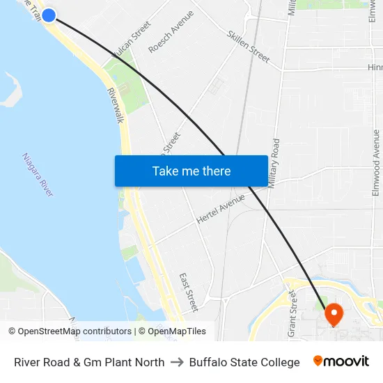 River Road & Gm Plant North to Buffalo State College map