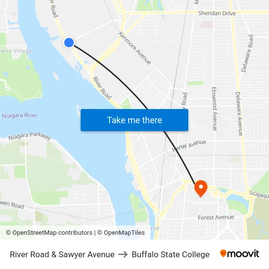 River Road & Sawyer Avenue to Buffalo State College map