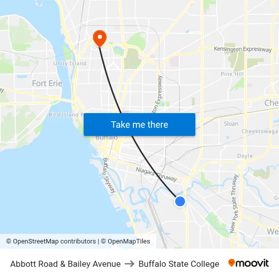 Abbott Road & Bailey Avenue to Buffalo State College map