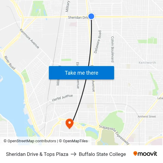 Sheridan Drive & Tops Plaza to Buffalo State College map