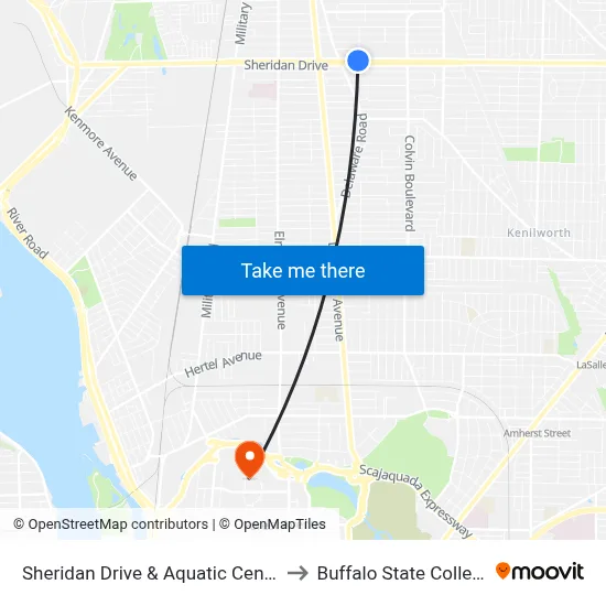 Sheridan Drive & Aquatic Center to Buffalo State College map