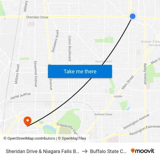 Sheridan Drive & Niagara Falls Boulevard to Buffalo State College map