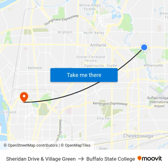 Sheridan Drive & Village Green to Buffalo State College map