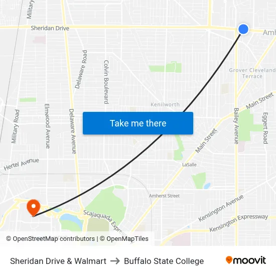 Sheridan Drive & Walmart to Buffalo State College map