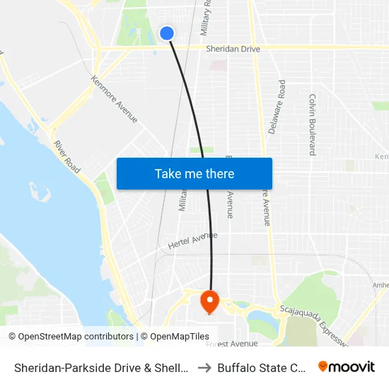 Sheridan-Parkside Drive & Shelley Court to Buffalo State College map