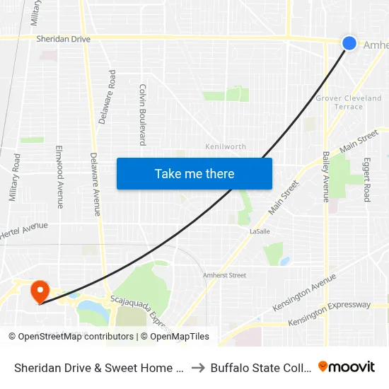Sheridan Drive & Sweet Home Road to Buffalo State College map