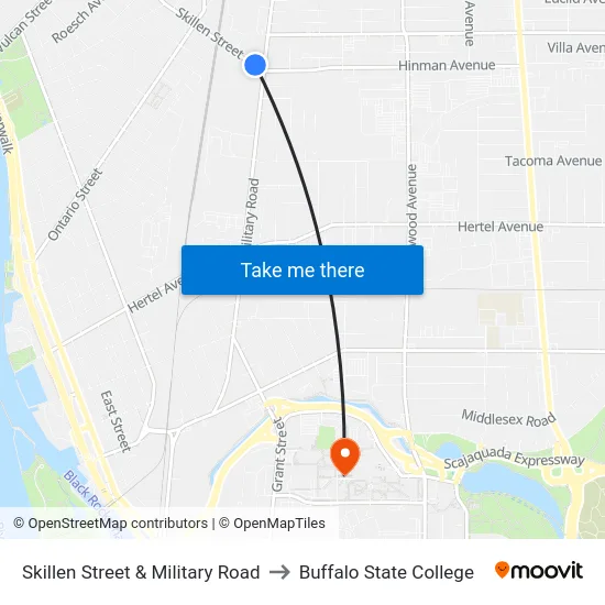 Skillen Street & Military Road to Buffalo State College map