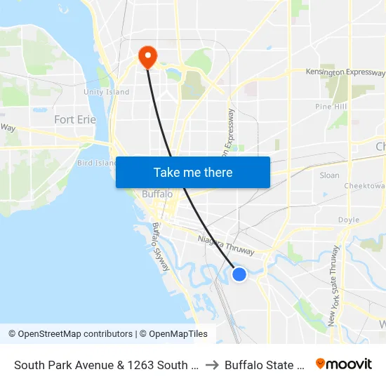 South Park Avenue & 1263 South Park Avenue to Buffalo State College map