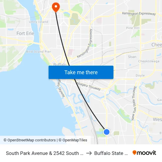 South Park Avenue & 2542 South Park Avenue to Buffalo State College map