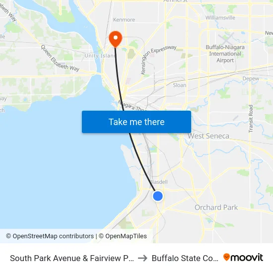 South Park Avenue & Fairview Parkway to Buffalo State College map