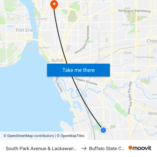 South Park Avenue & Lackawanna Victory to Buffalo State College map