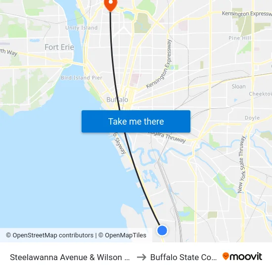 Steelawanna Avenue & Wilson Avenue to Buffalo State College map
