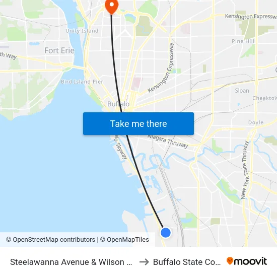 Steelawanna Avenue & Wilson Avenue to Buffalo State College map