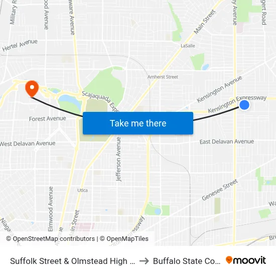 Suffolk Street & Olmstead High School to Buffalo State College map