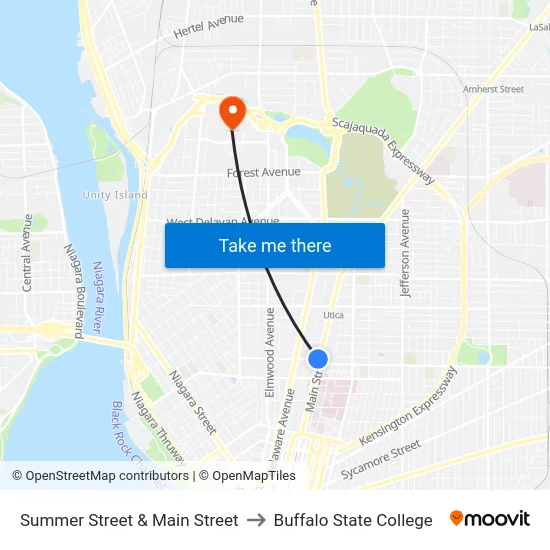 Summer Street & Main Street to Buffalo State College map