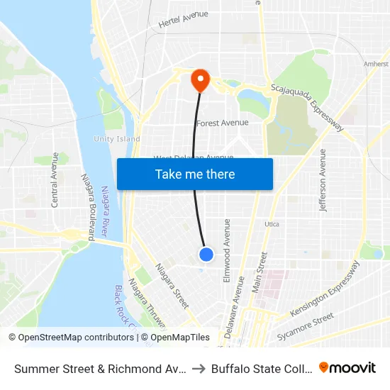 Summer Street & Richmond Avenue to Buffalo State College map