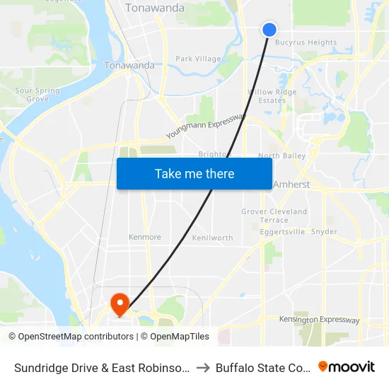 Sundridge Drive & East Robinson Road to Buffalo State College map