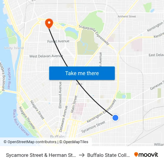 Sycamore Street & Herman Street to Buffalo State College map