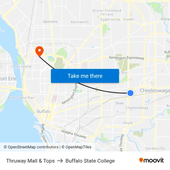 Thruway Mall & Tops to Buffalo State College map