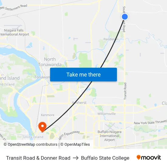 Transit Road & Donner Road to Buffalo State College map