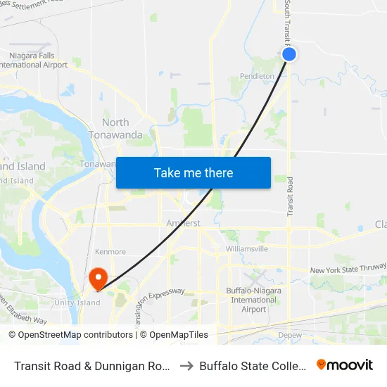 Transit Road & Dunnigan Road to Buffalo State College map