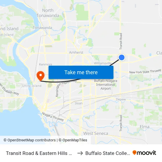Transit Road & Eastern Hills Mall to Buffalo State College map