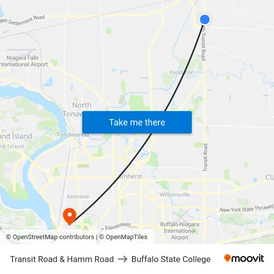 Transit Road & Hamm Road to Buffalo State College map