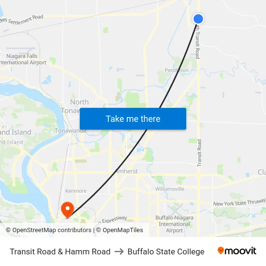 Transit Road & Hamm Road to Buffalo State College map