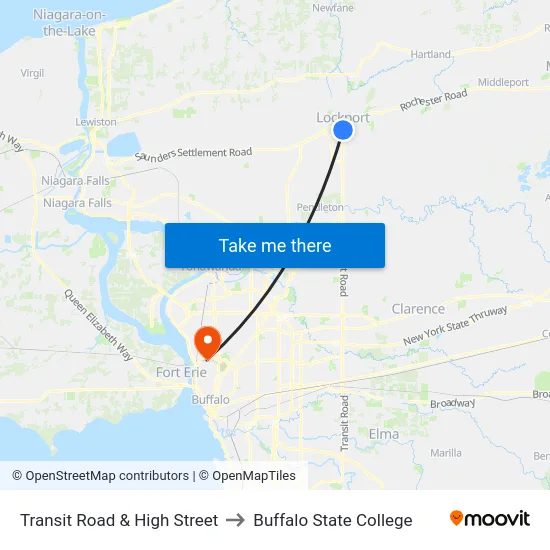 Transit Road & High Street to Buffalo State College map