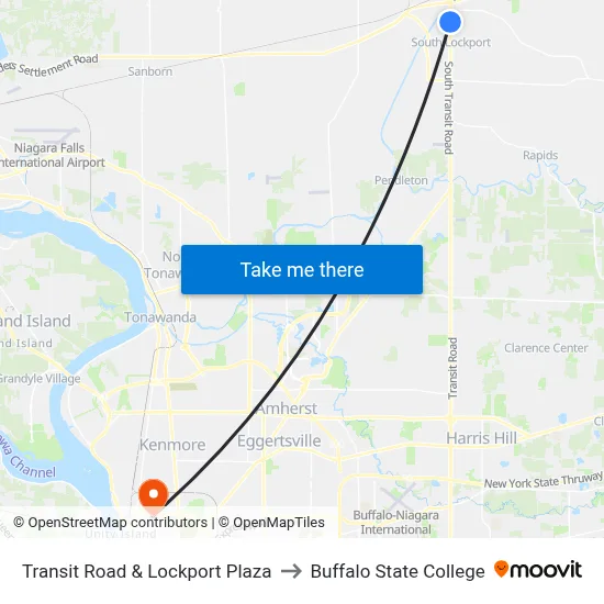 Transit Road & Lockport Plaza to Buffalo State College map
