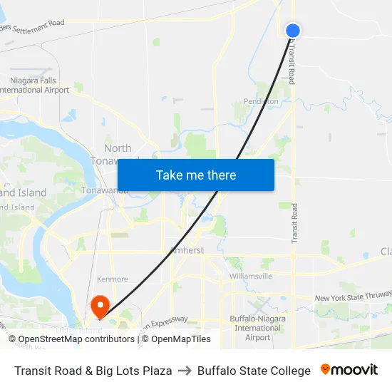 Transit Road & Big Lots Plaza to Buffalo State College map