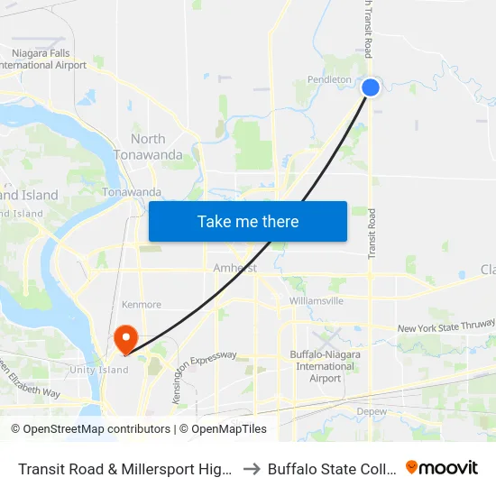 Transit Road & Millersport Highway to Buffalo State College map
