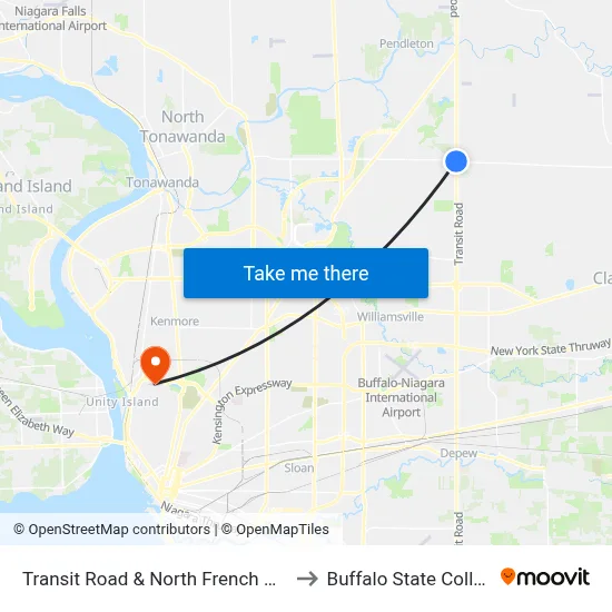 Transit Road & North French Road to Buffalo State College map