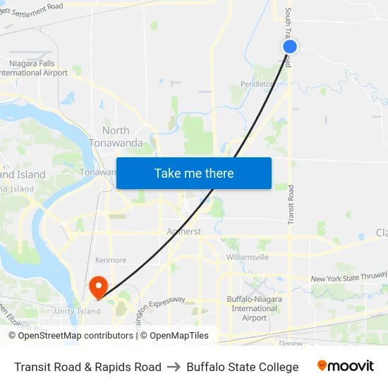 Transit Road & Rapids Road to Buffalo State College map