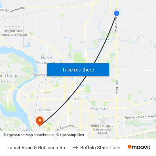 Transit Road & Robinson Road to Buffalo State College map