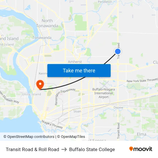 Transit Road & Roll Road to Buffalo State College map