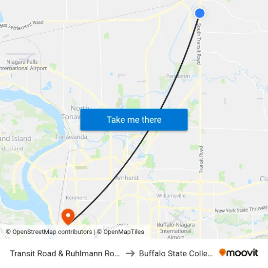 Transit Road & Ruhlmann Road to Buffalo State College map