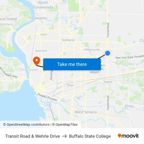 Transit Road & Wehrle Drive to Buffalo State College map