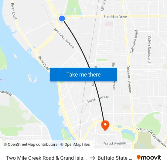 Two Mile Creek Road & Grand Island Boulevard to Buffalo State College map