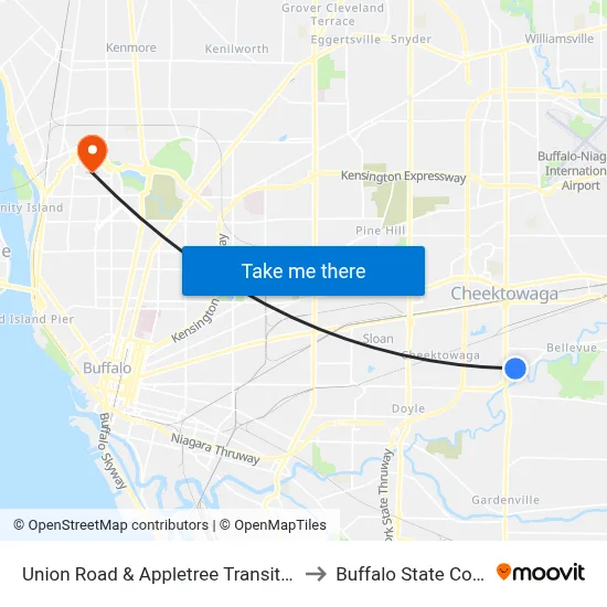 Union Road & Appletree Transit Center to Buffalo State College map