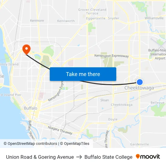 Union Road & Goering Avenue to Buffalo State College map